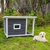 Outdoor Wooden Dog House Dog Kennel with Opening Hinged Roof for Easy Cleaning, Indoor Solid Wood Dog Cage