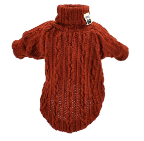 Pet Turtleneck Knitted Sweater Winter Dog Cat Keep Warm (Option: Orange-L)