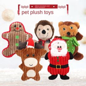 Christmas pet chew toy Pet plush voice toy Christmas molar bite-resistant cute cartoon dog toy (blue best: Benben Bear)