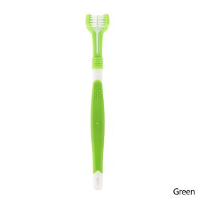 Three Sided Pet Toothbrush Three-Head Multi-angle Toothbrush Cleaning Dog Cat Brush Bad Breath Teeth Care Tool (blue best: B01)