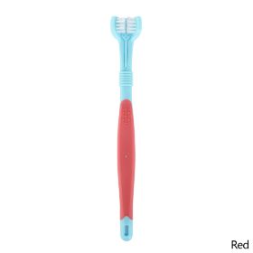 Three Sided Pet Toothbrush Three-Head Multi-angle Toothbrush Cleaning Dog Cat Brush Bad Breath Teeth Care Tool (blue best: B04)