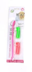 Two Headed Dog Toothbrush Set Canine Dental Hygiene Brush with 2 Finger Brushes Soft Bristles (blue best: Pink)