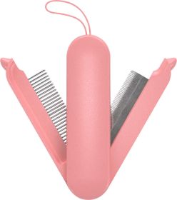 Pet Life 'JOYNE' Multi-Functional 2-in-1 Swivel Travel Grooming Comb and Deshedder (blue best: Pink)