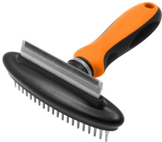 Pet Life Flex Series 2-in-1 Dual-Sided Grooming Undercoat Pet Rake and Deshedder (blue best: Orange)