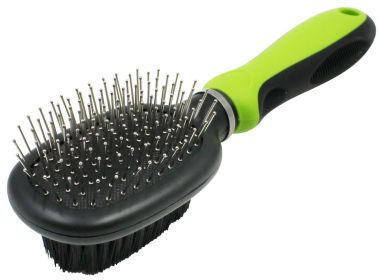 Pet Life Flex Series 2-in-1 Dual-Sided Pin and Bristle Grooming Pet Brush (blue best: Green)