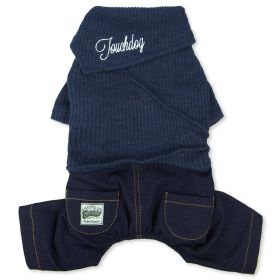 Touchdog Vogue Neck-Wrap Sweater and Denim Pant Outfit (blue best: Navy)