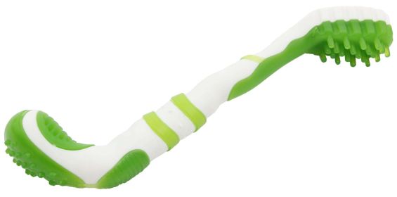 Pet Life 'Denta-Brush' TPR Durable Tooth Brush and Dog Toy (blue best: Green)