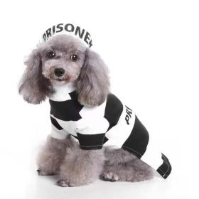 Pet Life Striped Retro Inmate Prisoner Pet Dog Costume Uniform (blue best: BLACK / WHITE)