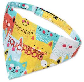 Touchdog 'Head-Popper' Fashion Designer Printed Velcro Dog Bandana (blue best: Yellow / Blue)