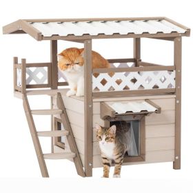 New Style Wood Pet House With Roof Balcony and Bed Shelter (blue best: White)